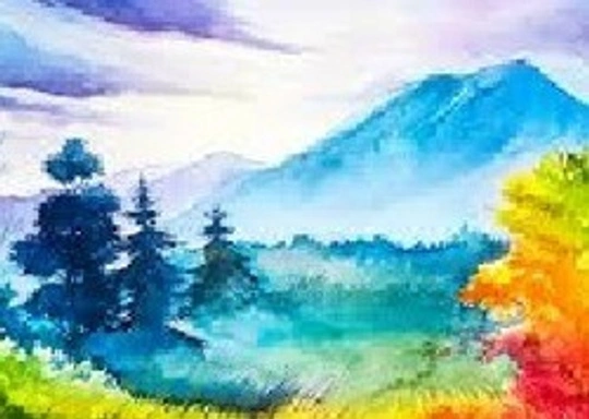 Watercolor landscape painting